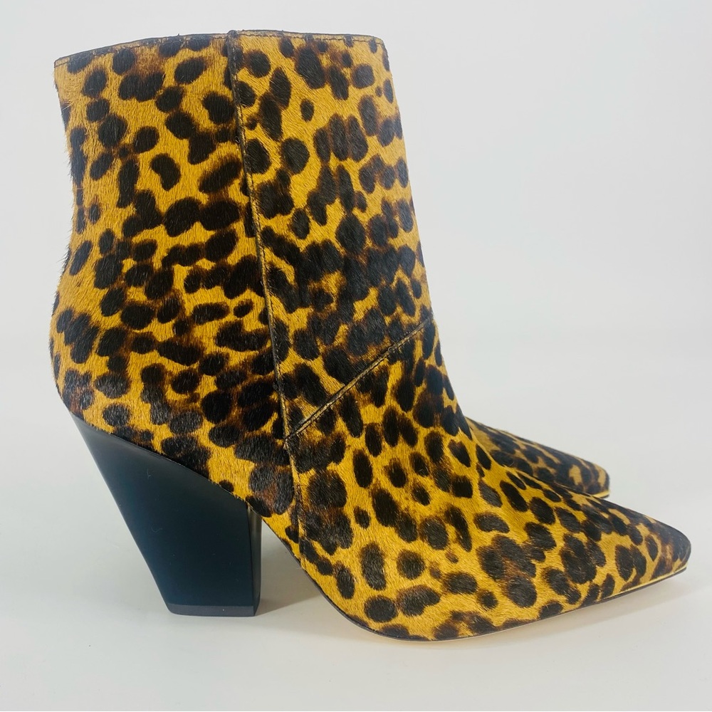 Tory Burch Leather Genuine Calf Hair Leopard Print Lila Pointed Toe Ankle Bootie - Picture 7 of 15